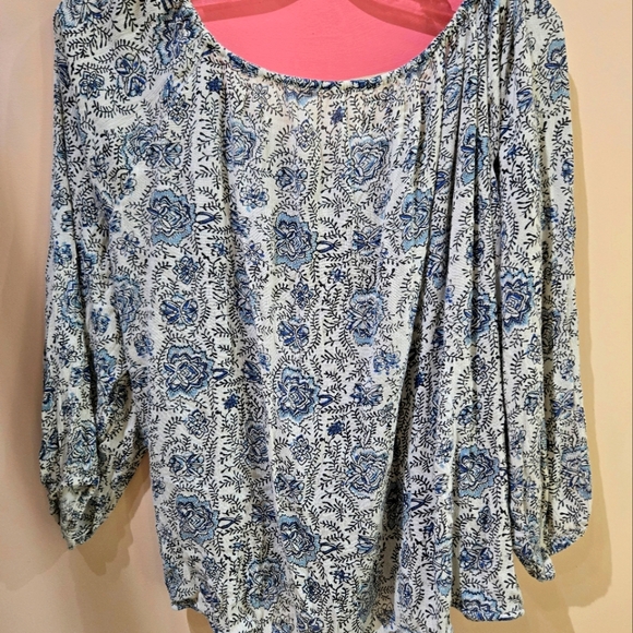 Ralph Lauren Denim & Supply RL BOHO peasant shirt size large blue and white - Picture 2 of 6